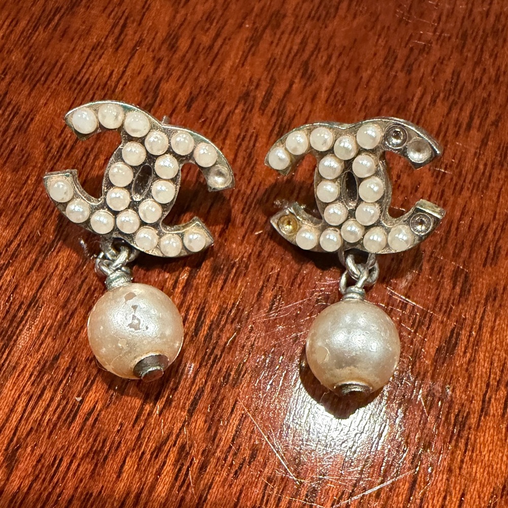 Vintage Chanel Silver and Pearl Earrings